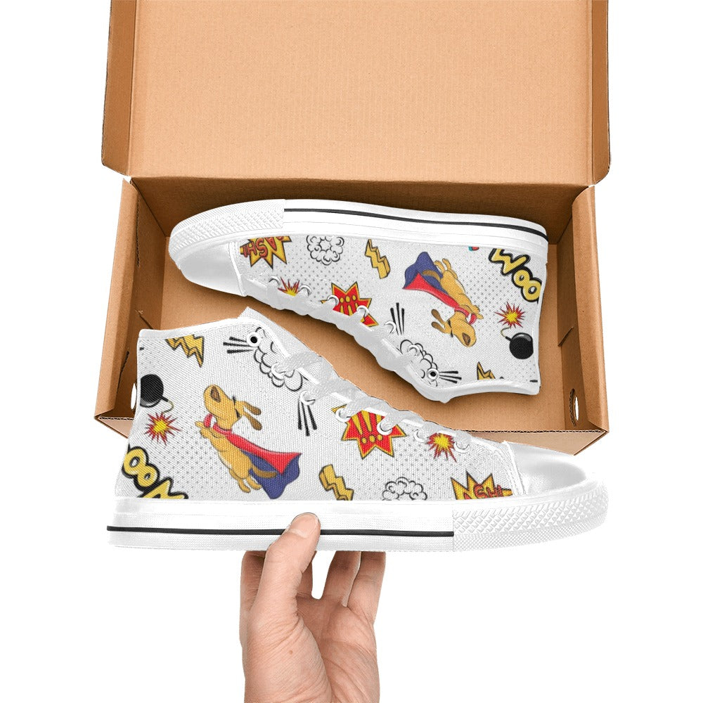 Super Dog - Kids High Top Canvas Shoes