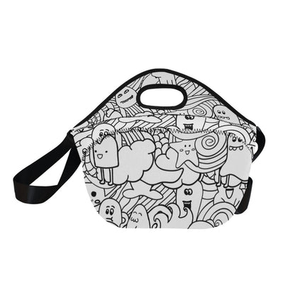 Black And White Creatures - Neoprene Lunch Bag/Large