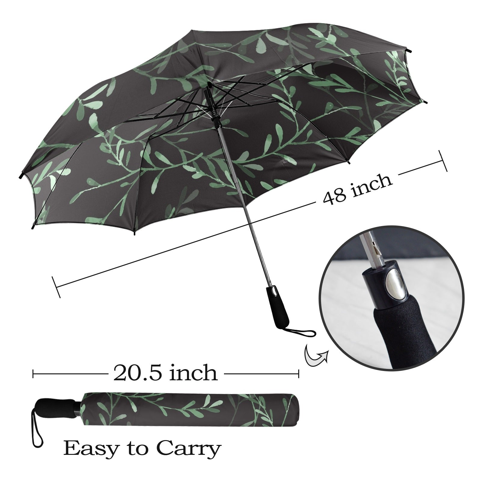 Delicate Leaves - Semi-Automatic Foldable Umbrella Semi-Automatic Foldable Umbrella Printed Offshore