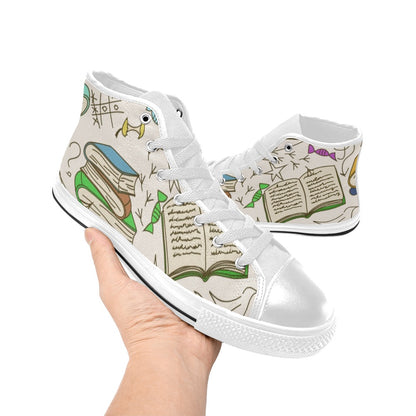 Book Time - Women's High Top Canvas Shoes