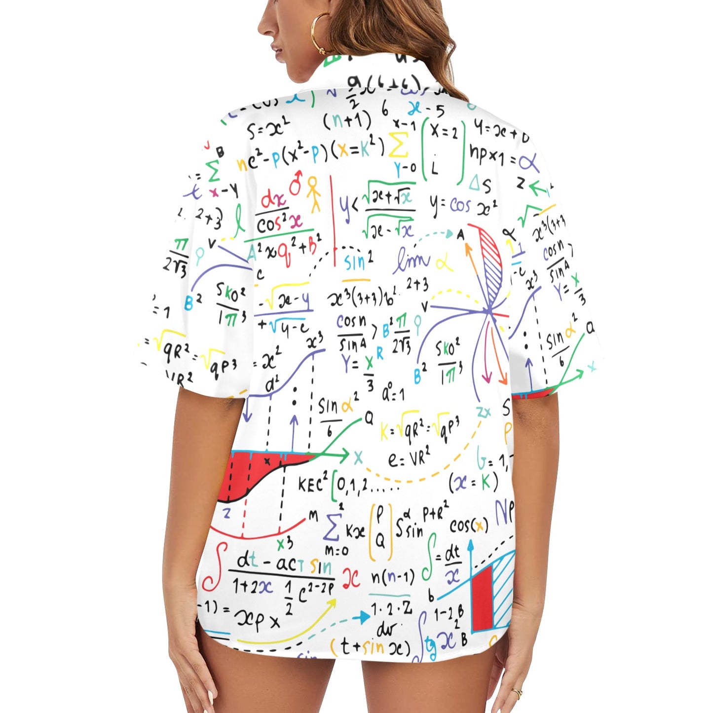 Colourful Maths Formulas White - Womens Hawaiian Shirt