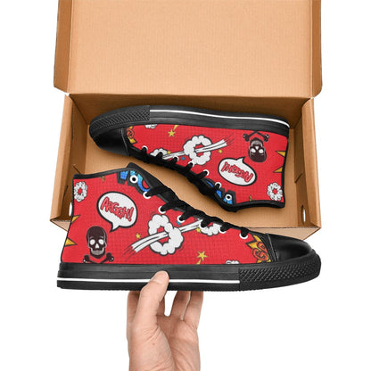 Comic Book Red - Women's High Top Canvas Shoes