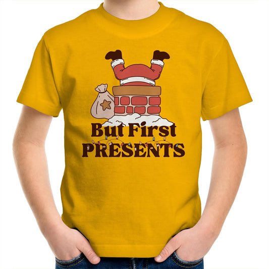 But First Presents, Santa In Chimney - Kids Youth T-Shirt