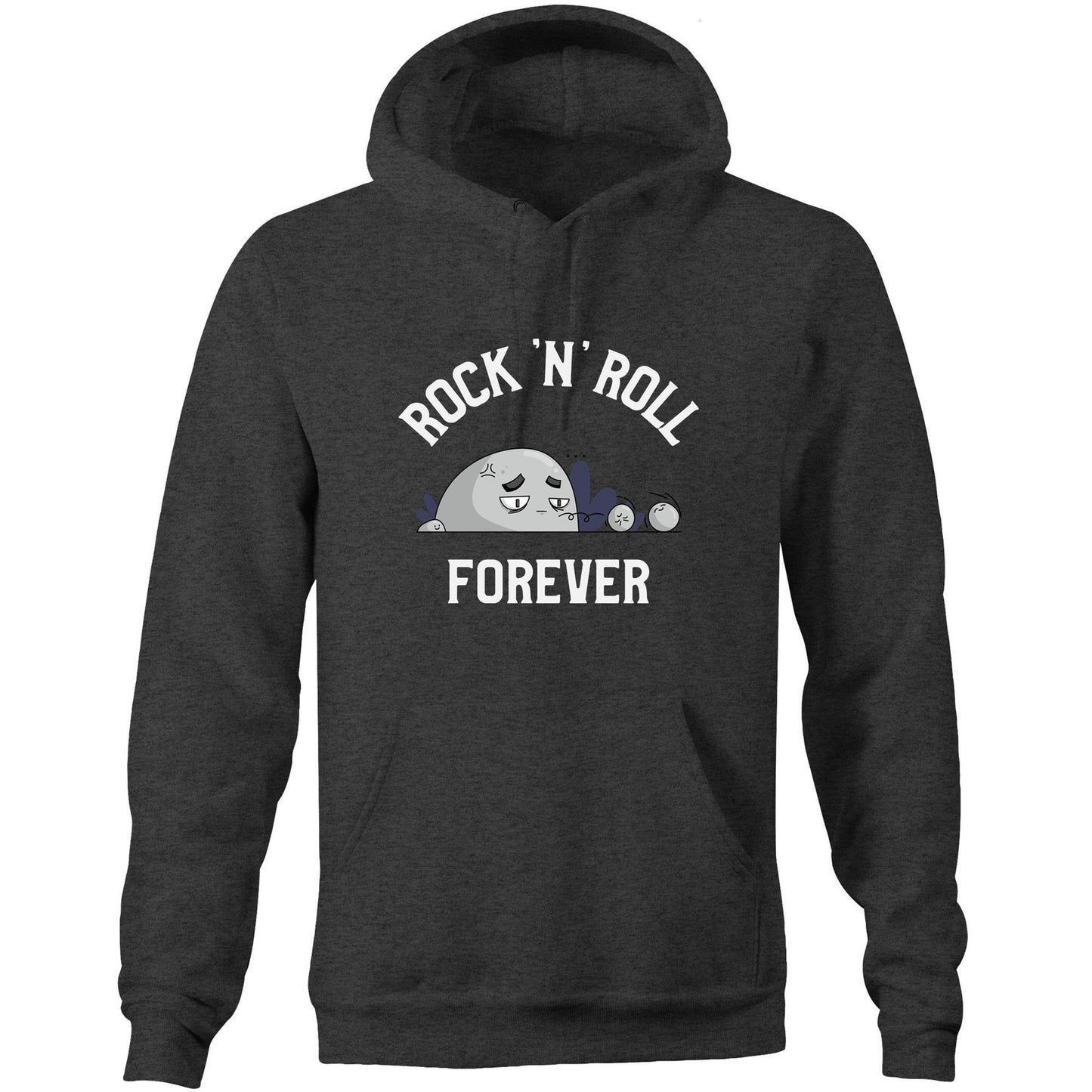 Rock 'N' Roll Forever - Pocket Hoodie Sweatshirt Asphalt Marle Hoodie Music