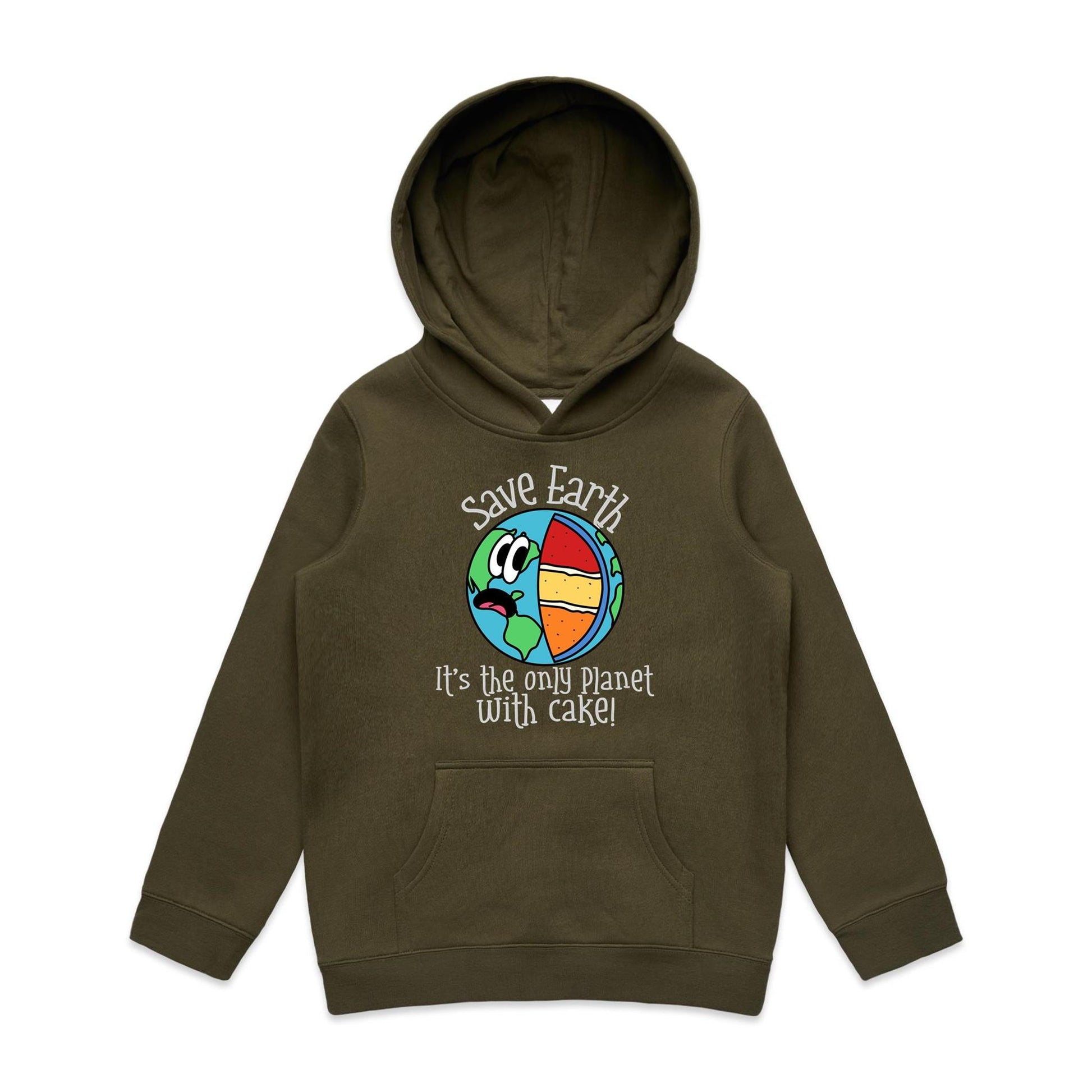 Save Earth, It's The Only Planet With Cake - Youth Supply Hood Army Kids Hoodie
