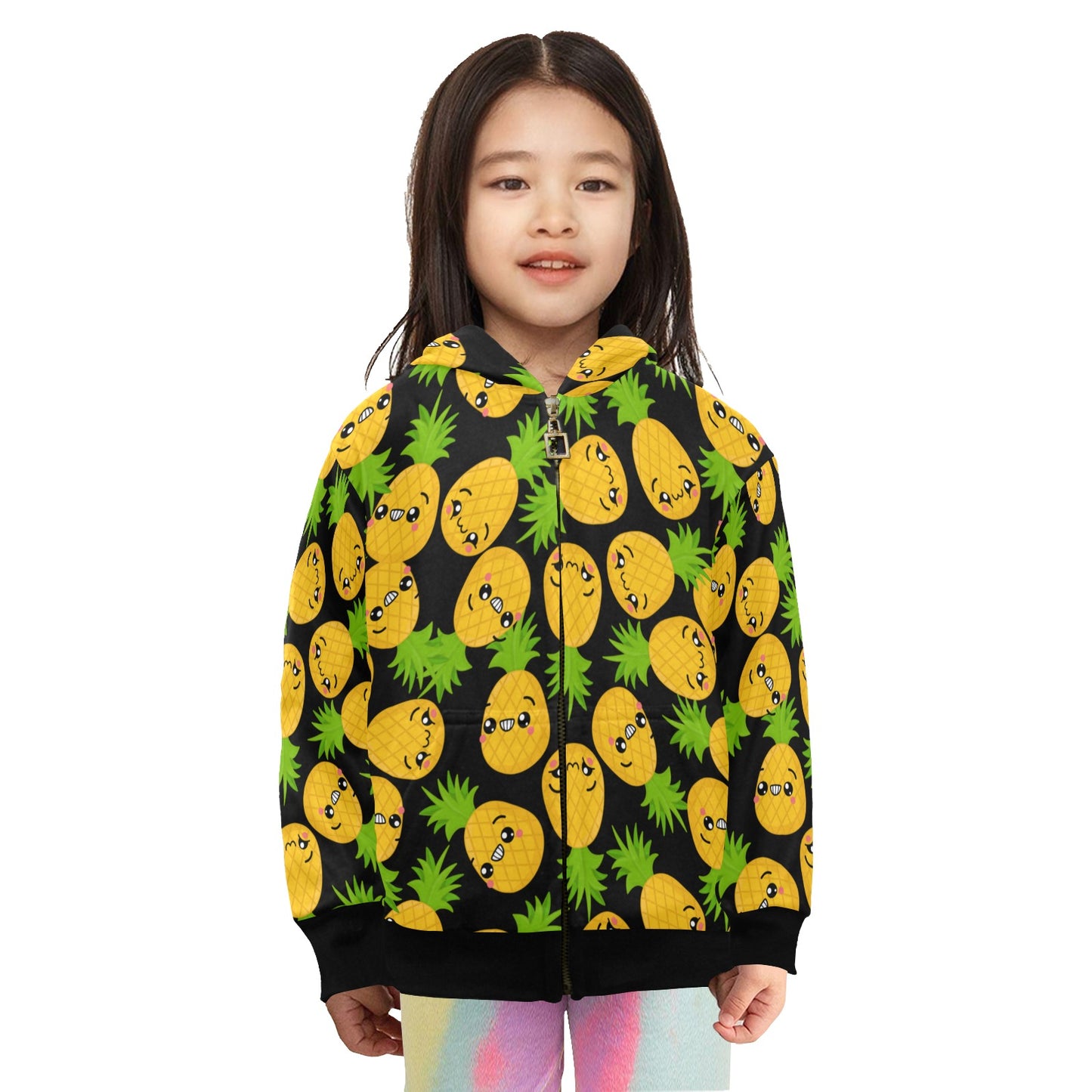 Cool Pineapples - Junior Girls Zip Up Hoodie