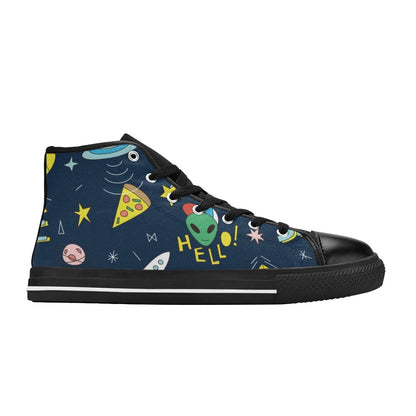 Hello Alien - Men's High Top Canvas Shoes