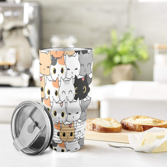 Cute Cartoon Cats - 30oz Insulated Stainless Steel Mobile Tumbler