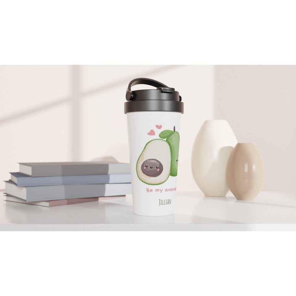 Be My Avocado - White 15oz Stainless Steel Travel Mug Travel Mug Globally Fulfilled