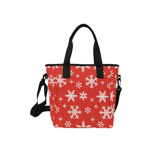 Red Snowflakes, Christmas - Tote Bag with Shoulder Strap