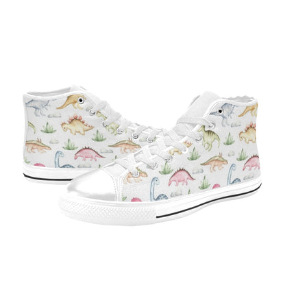 Dinosaur Garden - Kids' High Top Canvas Shoes