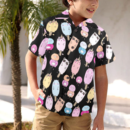 Cute Animal Ice Blocks - Junior Boys Hawaiian Shirt