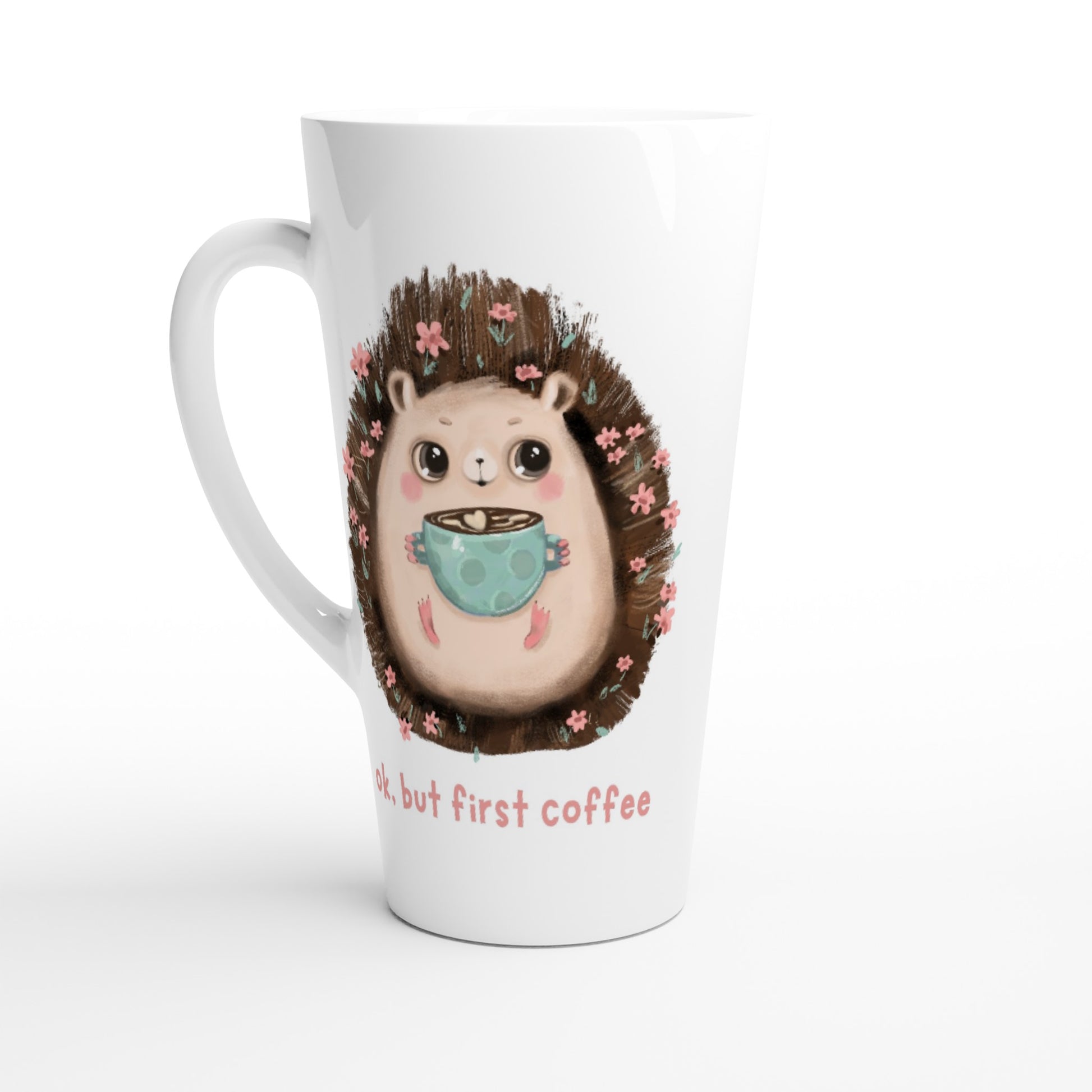 OK, But First Coffee - White Latte 17oz Ceramic Mug Default Title Latte Mug animal Coffee Globally Fulfilled