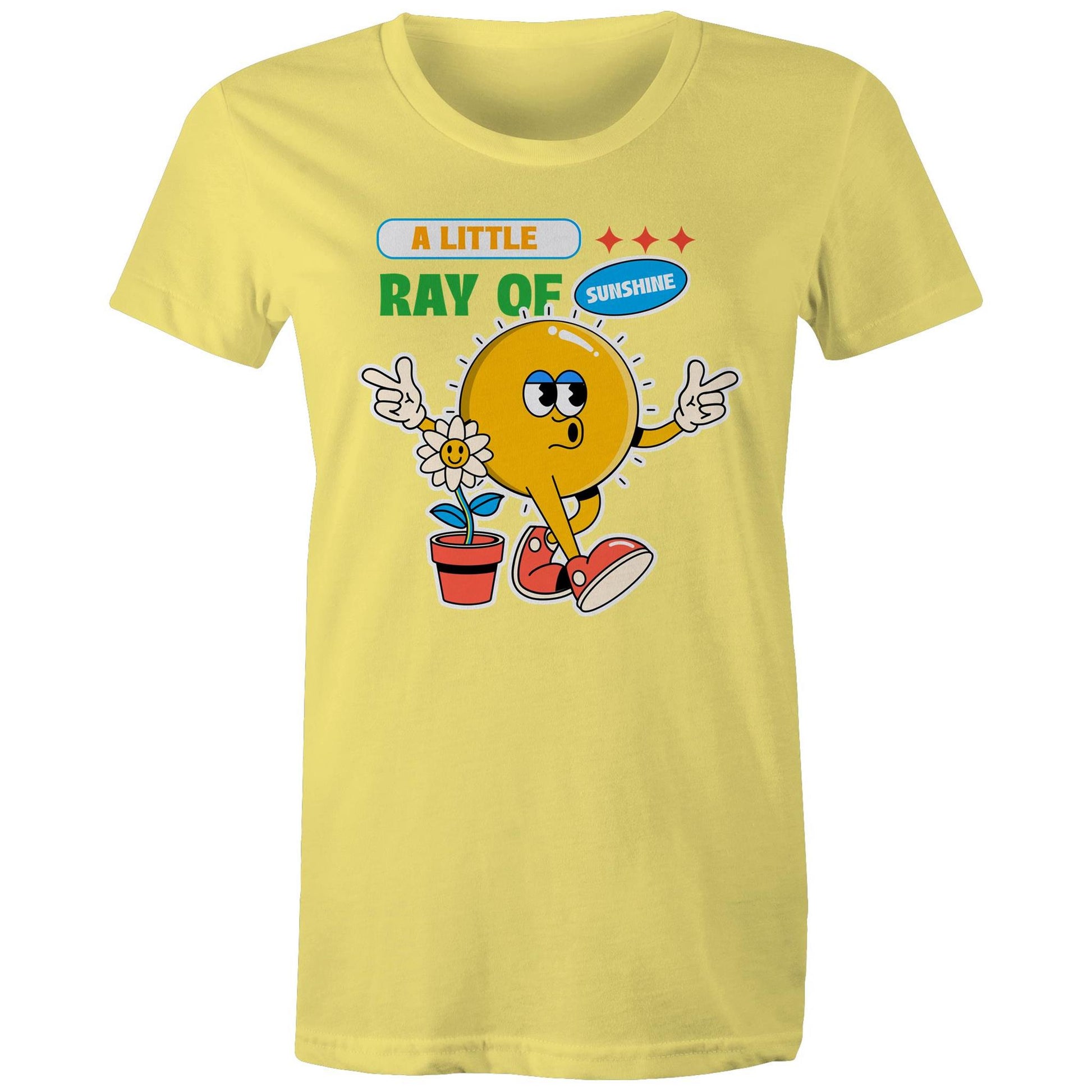 A Little Ray Of Sunshine - Womens T-shirt Yellow Womens T-shirt Retro Summer