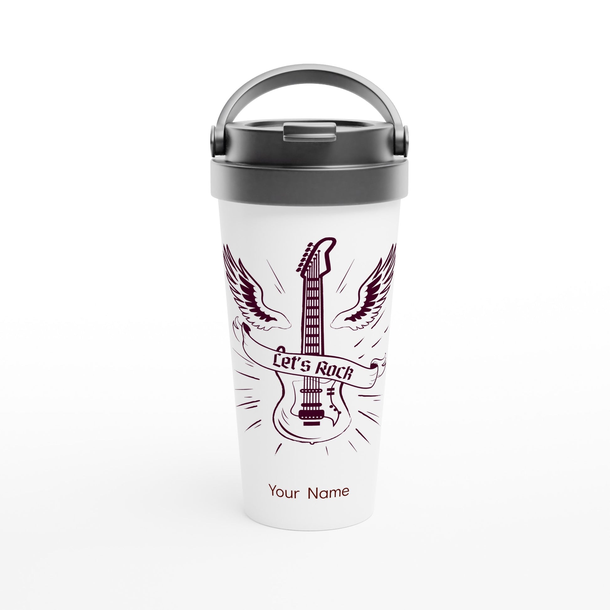 Personalised - Let's Rock - White 15oz Stainless Steel Travel Mug Default Title Personalised Travel Mug