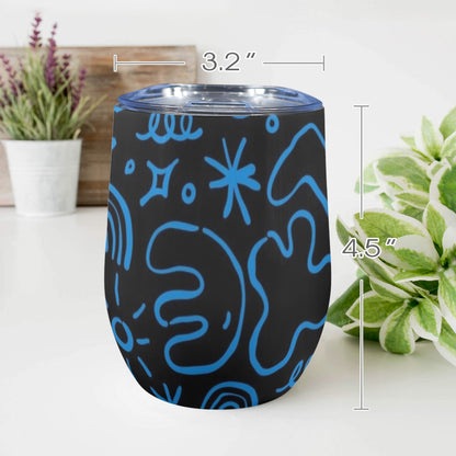 Blue Squiggle - 12oz Wine Tumbler 12oz Wine Tumbler Printed Offshore