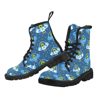 Cute Aliens in UFOs - Martin Boots for Men (Black)