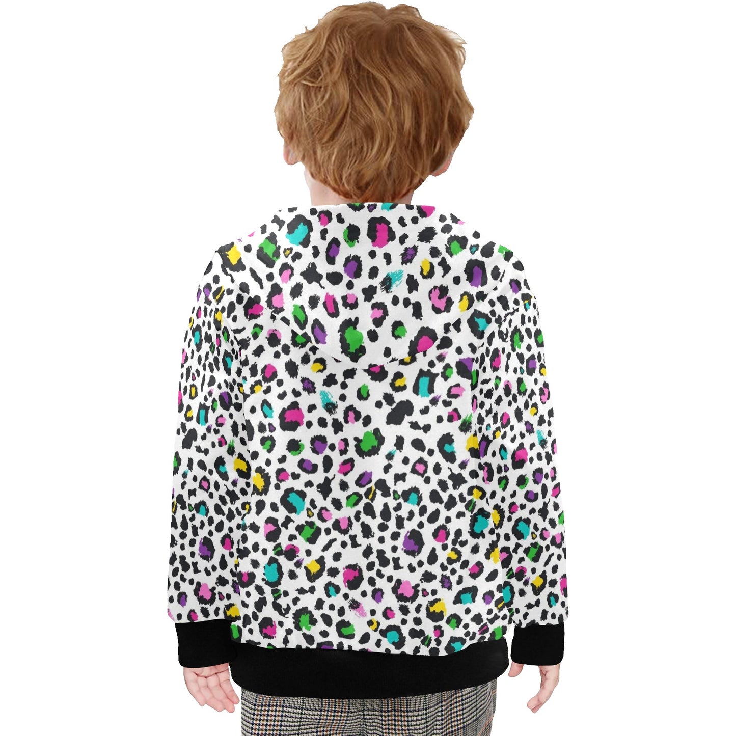 Animal Print In Colour - Junior Boys Zip Up Hoodie