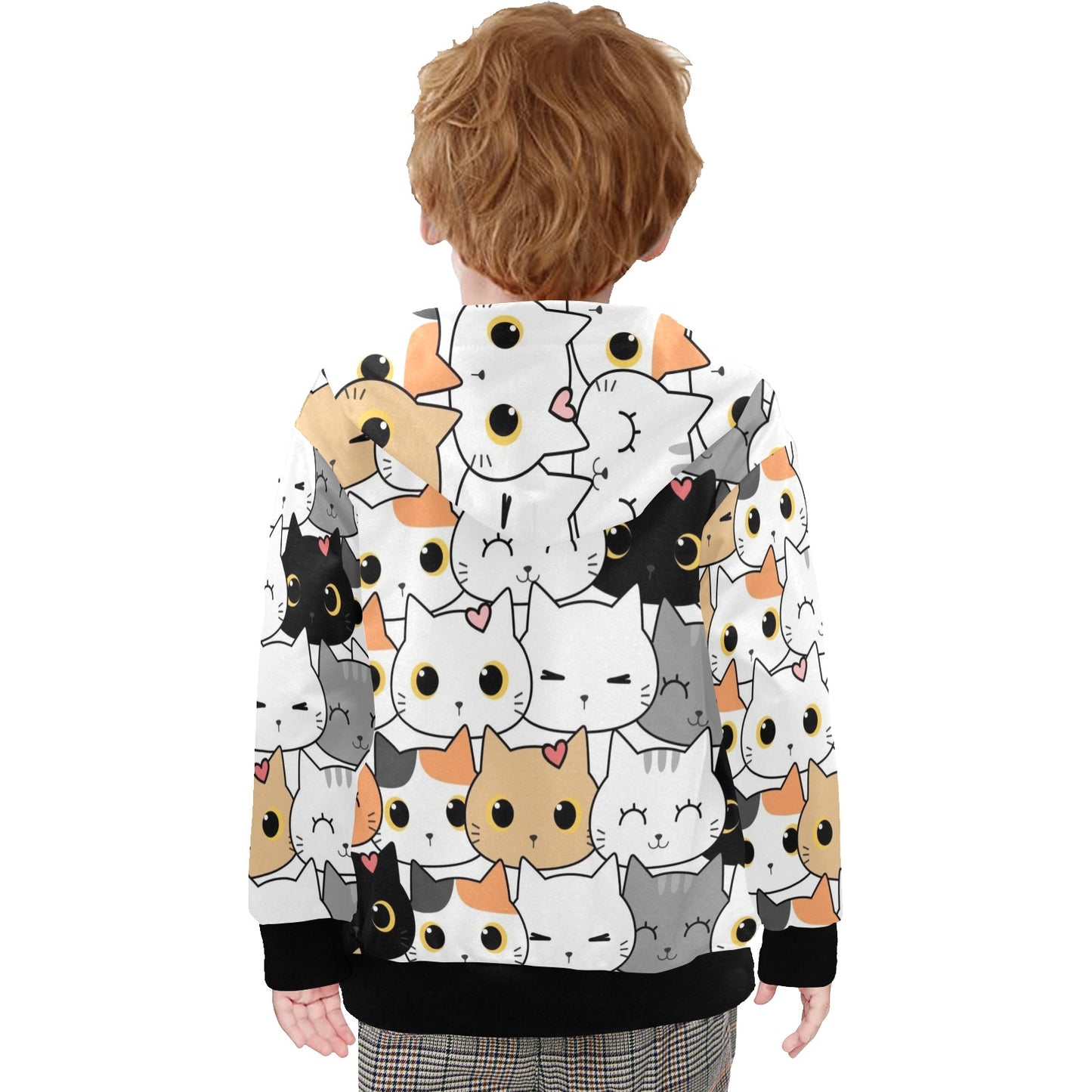 Cute Cartoon Cats - Junior Boys Zip Up Hoodie