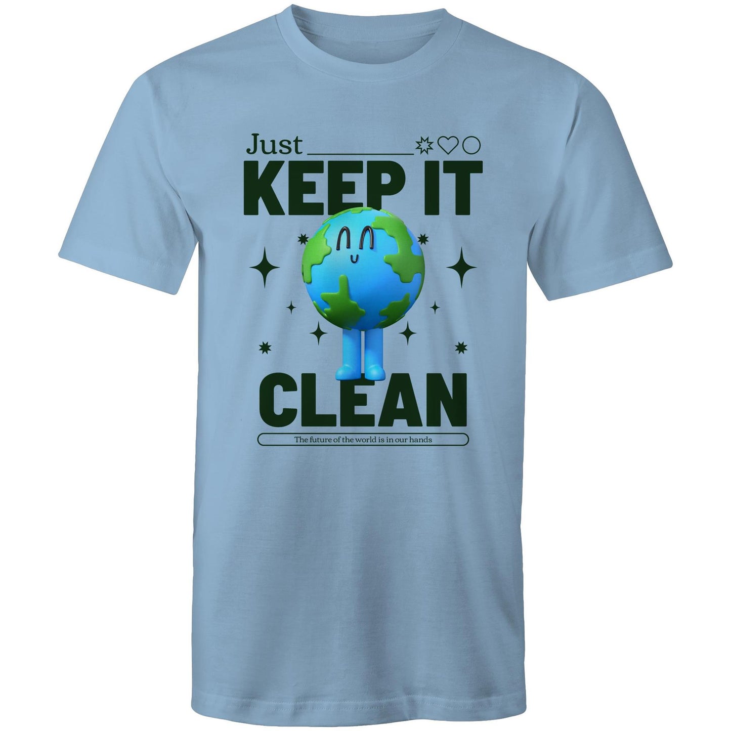 Earth, Just Keep It Clean - Mens T-Shirt Carolina Blue Mens T-shirt Environment Printed In Australia