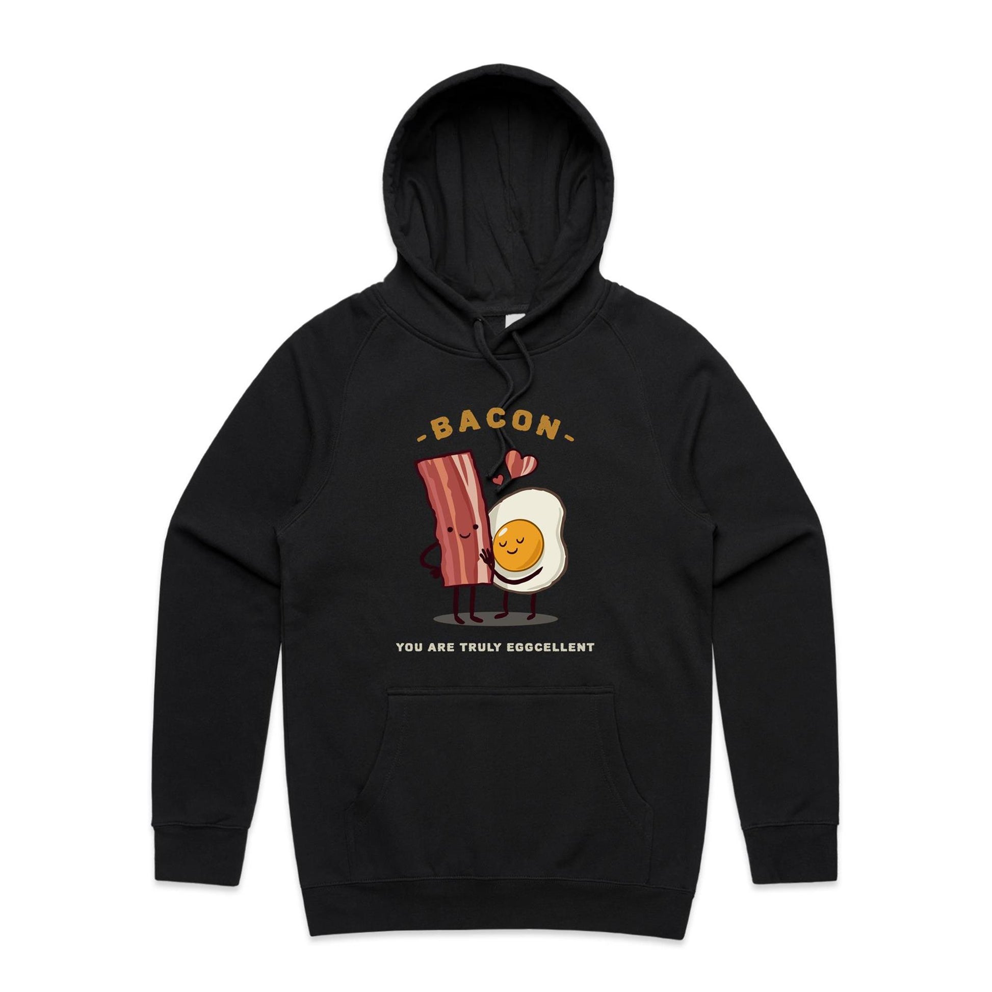 Bacon, You Are Truly Eggcellent - Supply Hood Black Mens Supply Hoodie Food