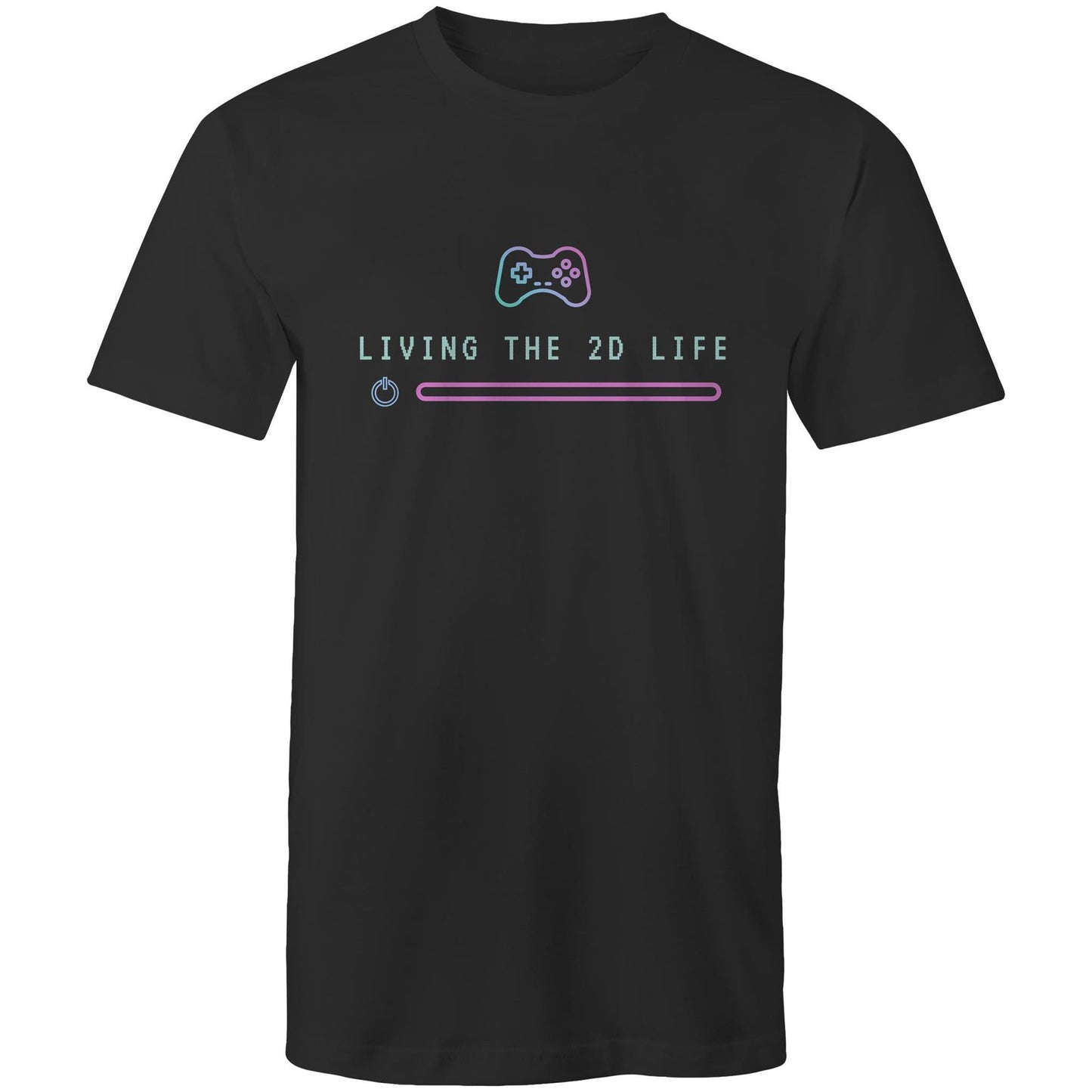 Living The 2D Life, Game Controller - Mens T-Shirt Black Mens T-shirt Games Printed In Australia