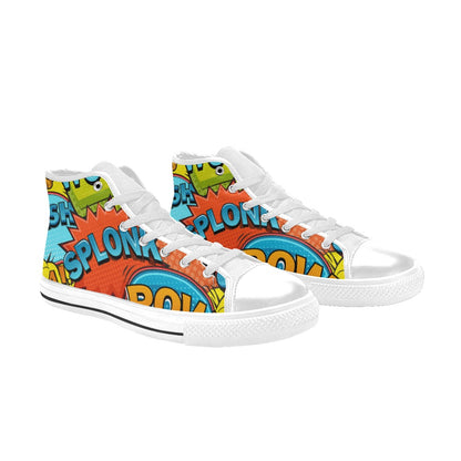 Comic Book 2 - Kids High Top Canvas Shoes