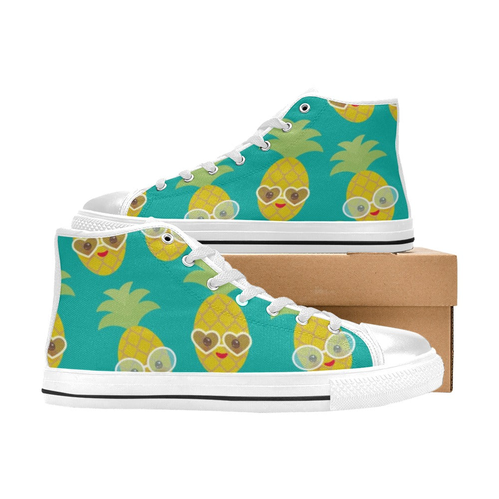 Pineapples With Glasses - Women's High Top Canvas Shoes