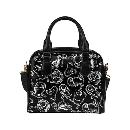 Monsters In Black And White - Shoulder Handbag