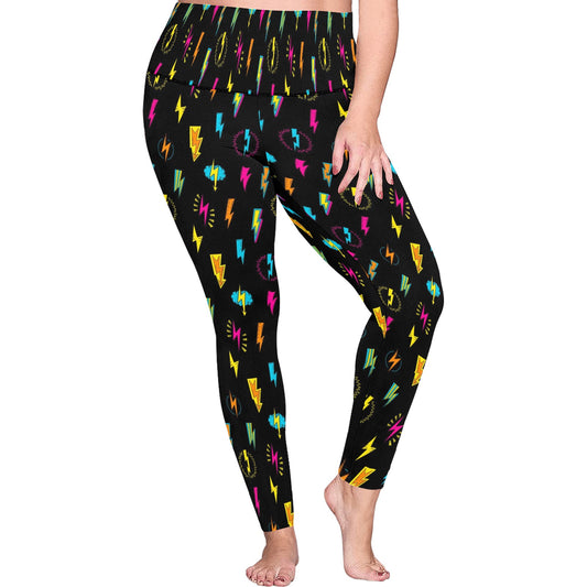 Fun Lightning - Womens High Waist Leggings (Sizes 16-22)