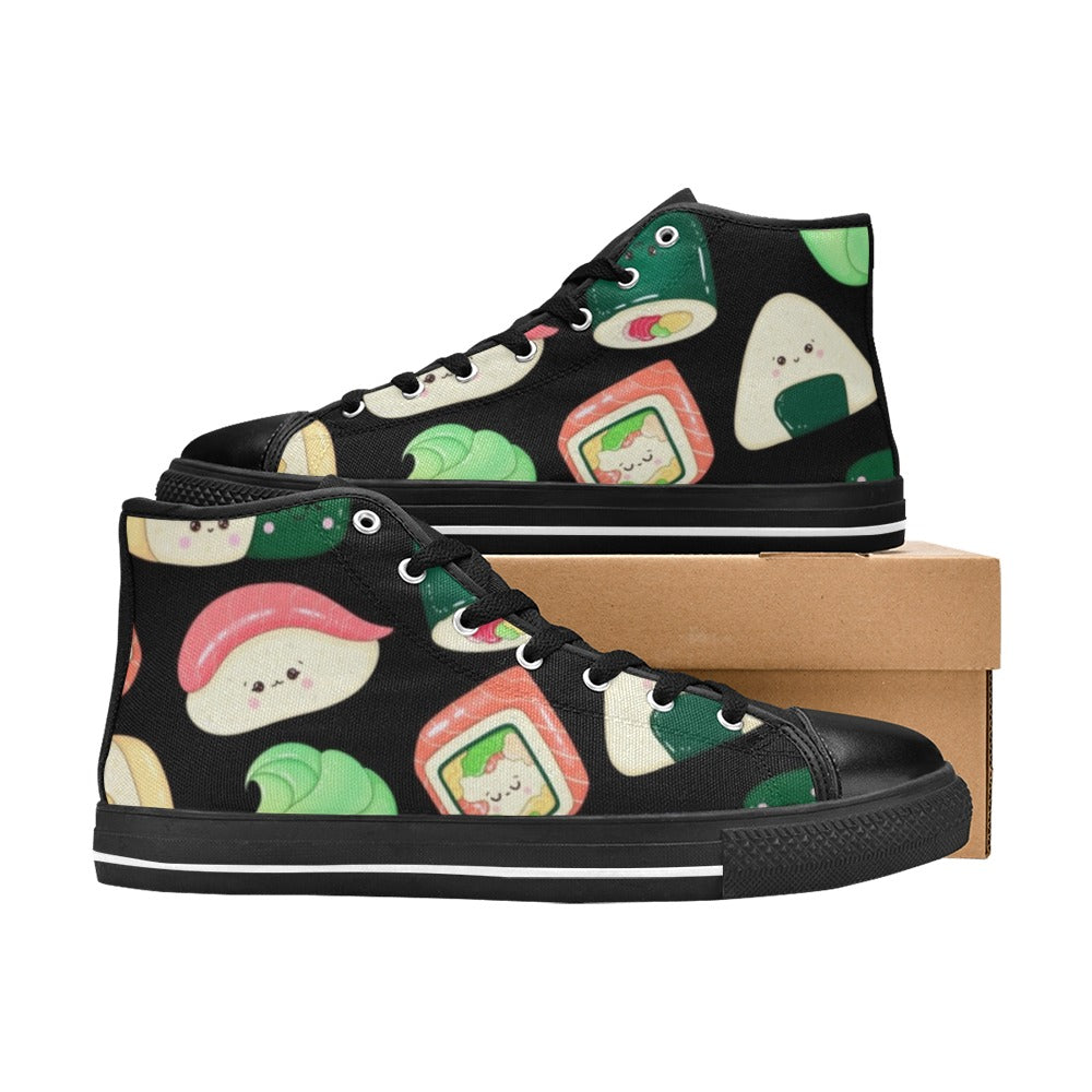 Happy Sushi - Kids High Top Canvas Shoes Kids High Top Canvas Shoes Food Printed Offshore