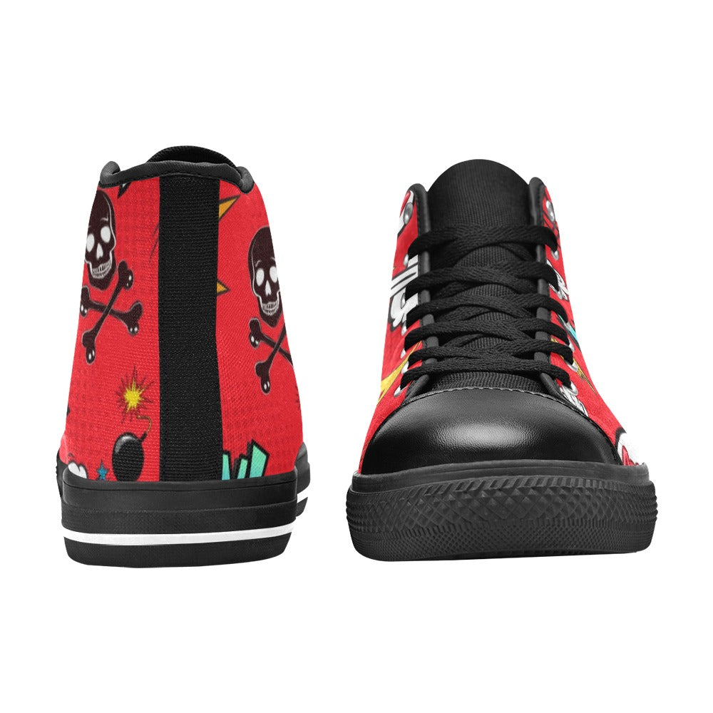 Comic Book Red - Men's High Top Canvas Shoes