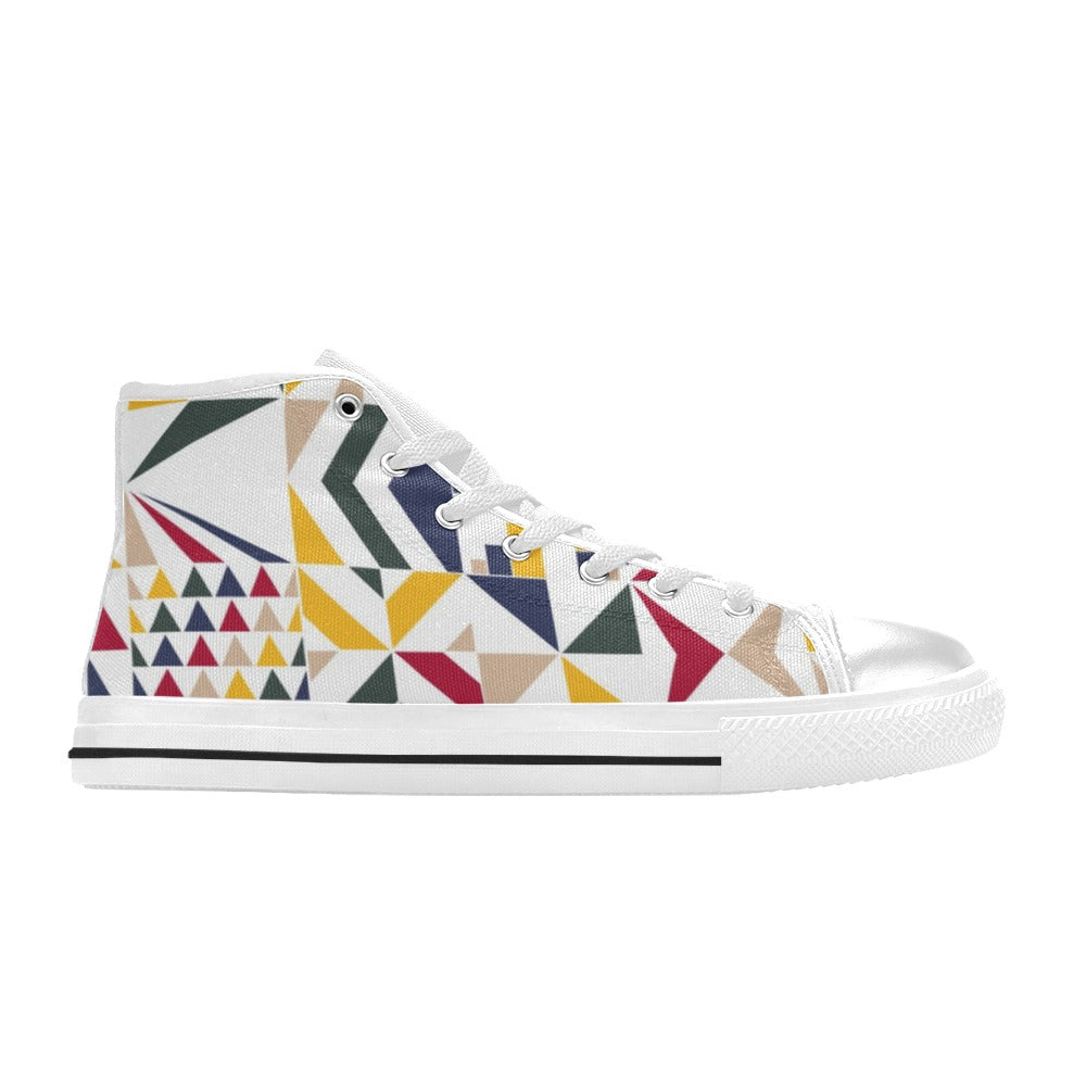 Red Mosaic - Men's High Top Canvas Shoes