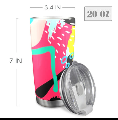 Bright And Colourful - 20oz Travel Mug with Clear Lid Clear Lid Travel Mug Printed Offshore