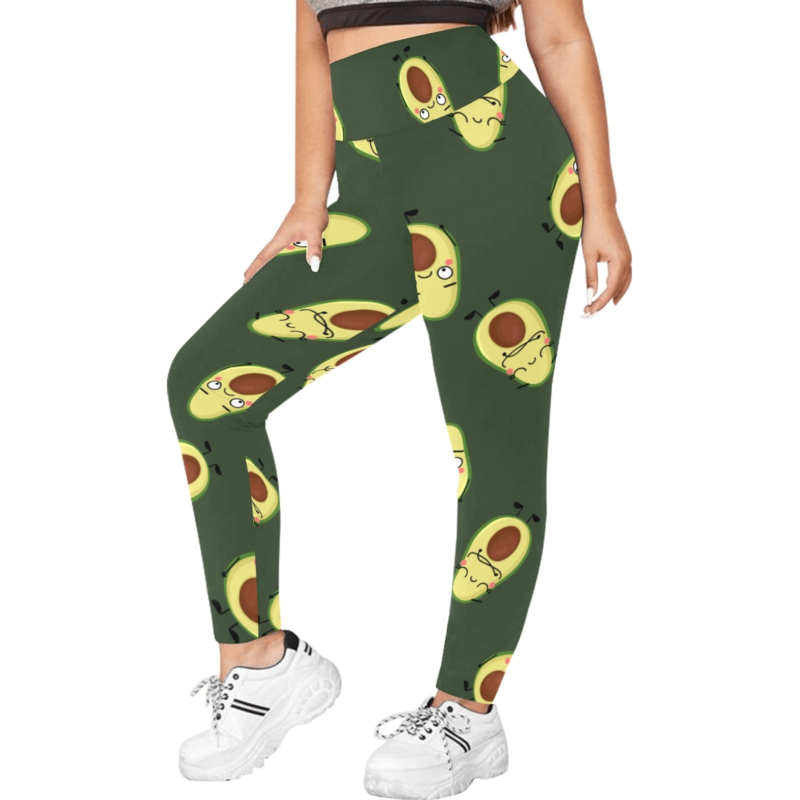 Avocado Characters - Women's Plus Size High Waist Leggings Women's Plus Size High Waist Leggings