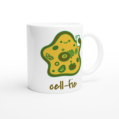 Cell-fie - White 11oz Ceramic Mug White 11oz Mug Funny Globally Fulfilled Science