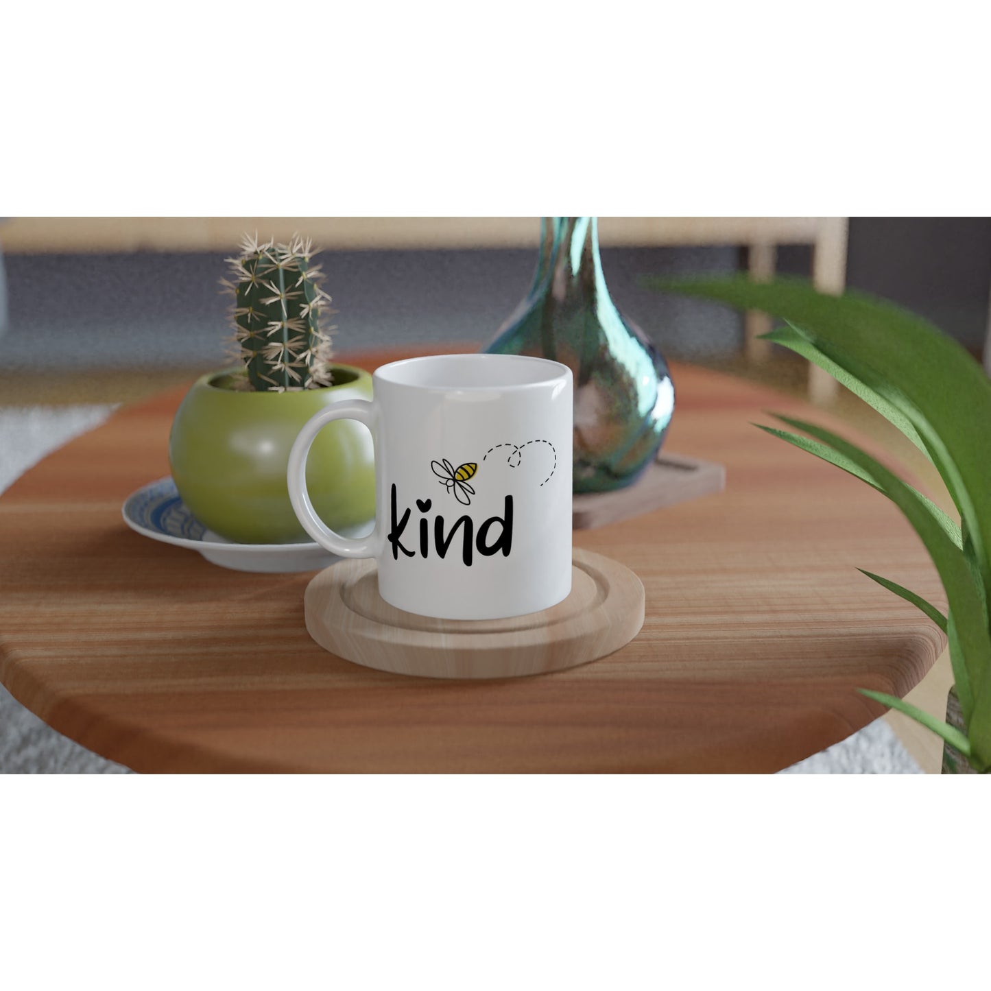 Bee Kind - White 11oz Ceramic Mug White 11oz Mug Globally Fulfilled Positivity