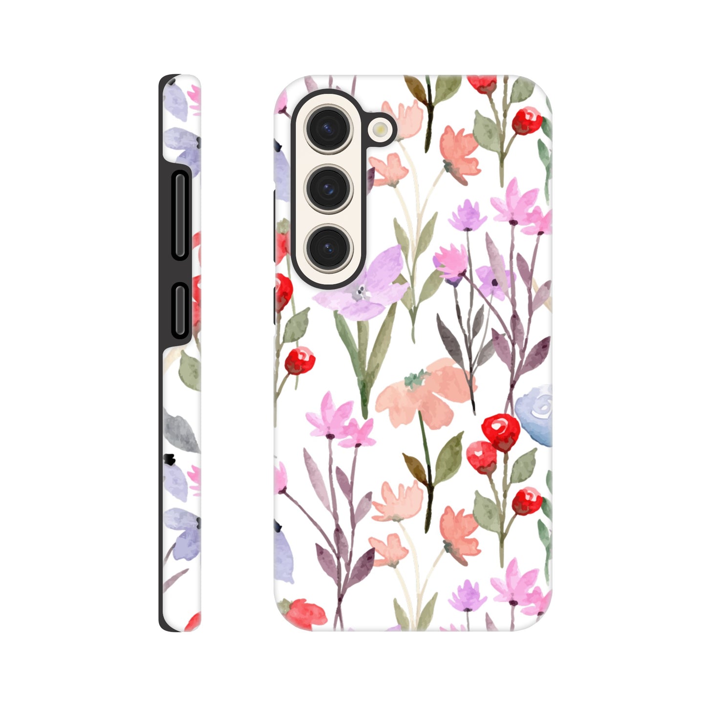 Watercolour Flowers - Phone Tough Case Galaxy S23 Phone Case Globally Fulfilled Plants