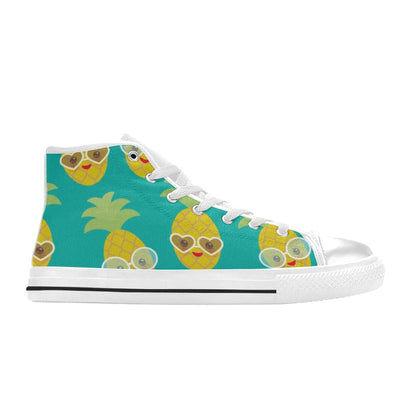 Pineapples With Glasses - Men's High Top Canvas Shoes