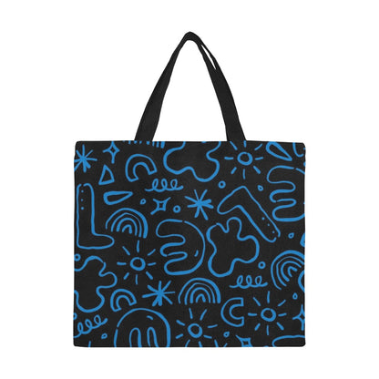 Blue Squiggle - Full Print Canvas Tote Bag Full Print Canvas Tote Bag Printed Offshore