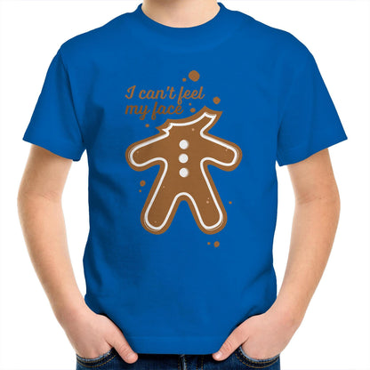 Gingerbread, I Can't Feel My Face, Christmas - Kids Youth T-Shirt Bright Royal Kids Christmas T-shirt Christmas Printed In Australia