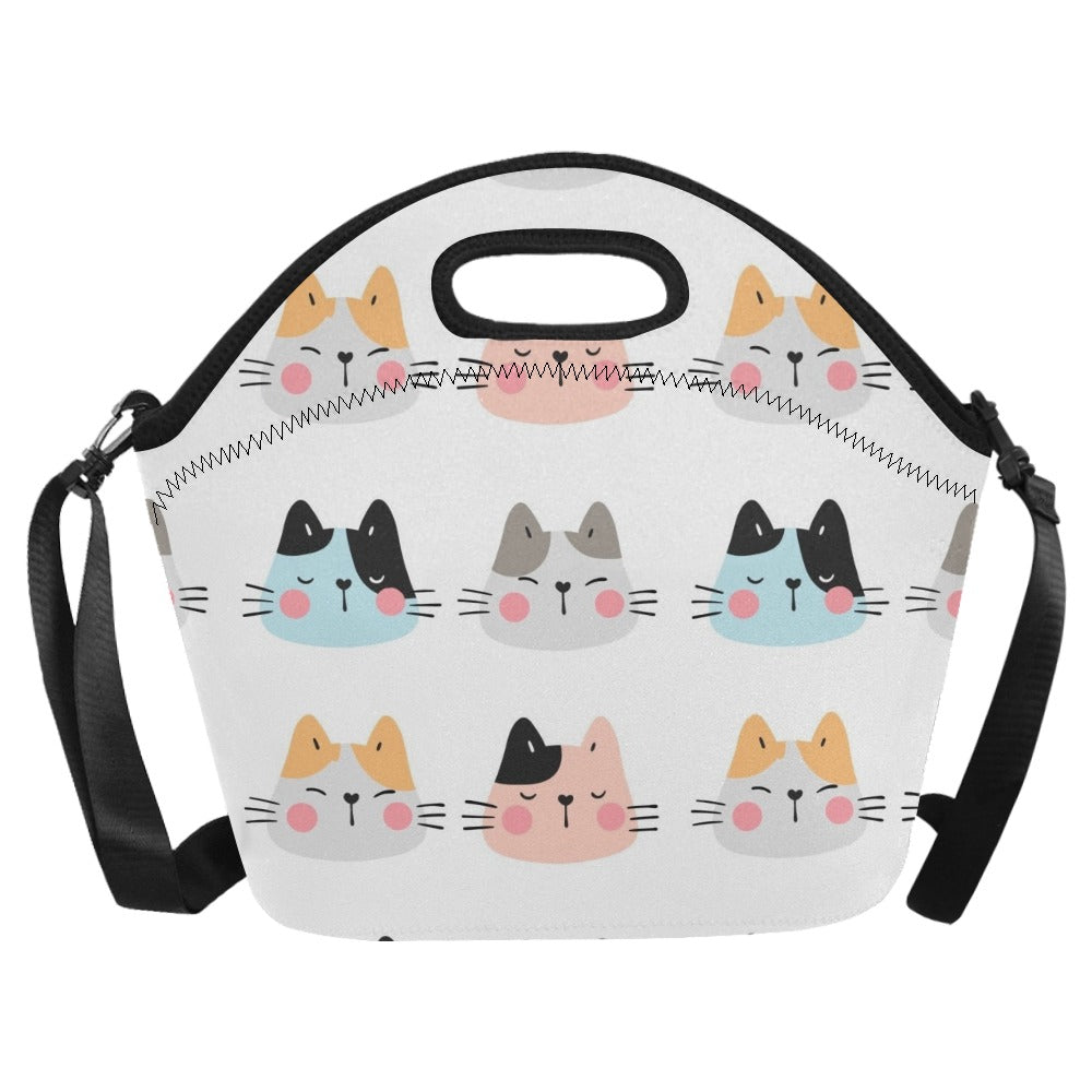 Cat Faces - Neoprene Lunch Bag/Large