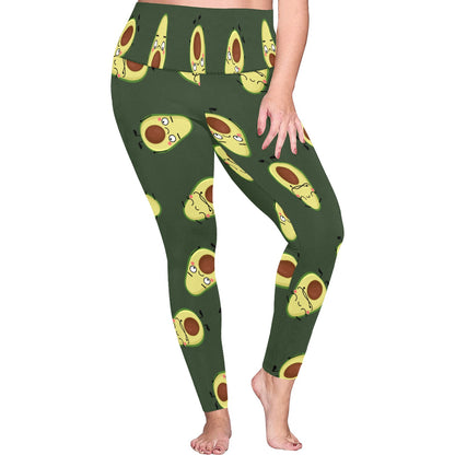 Avocado Characters - Women's Plus Size High Waist Leggings Women's Plus Size High Waist Leggings Printed Offshore