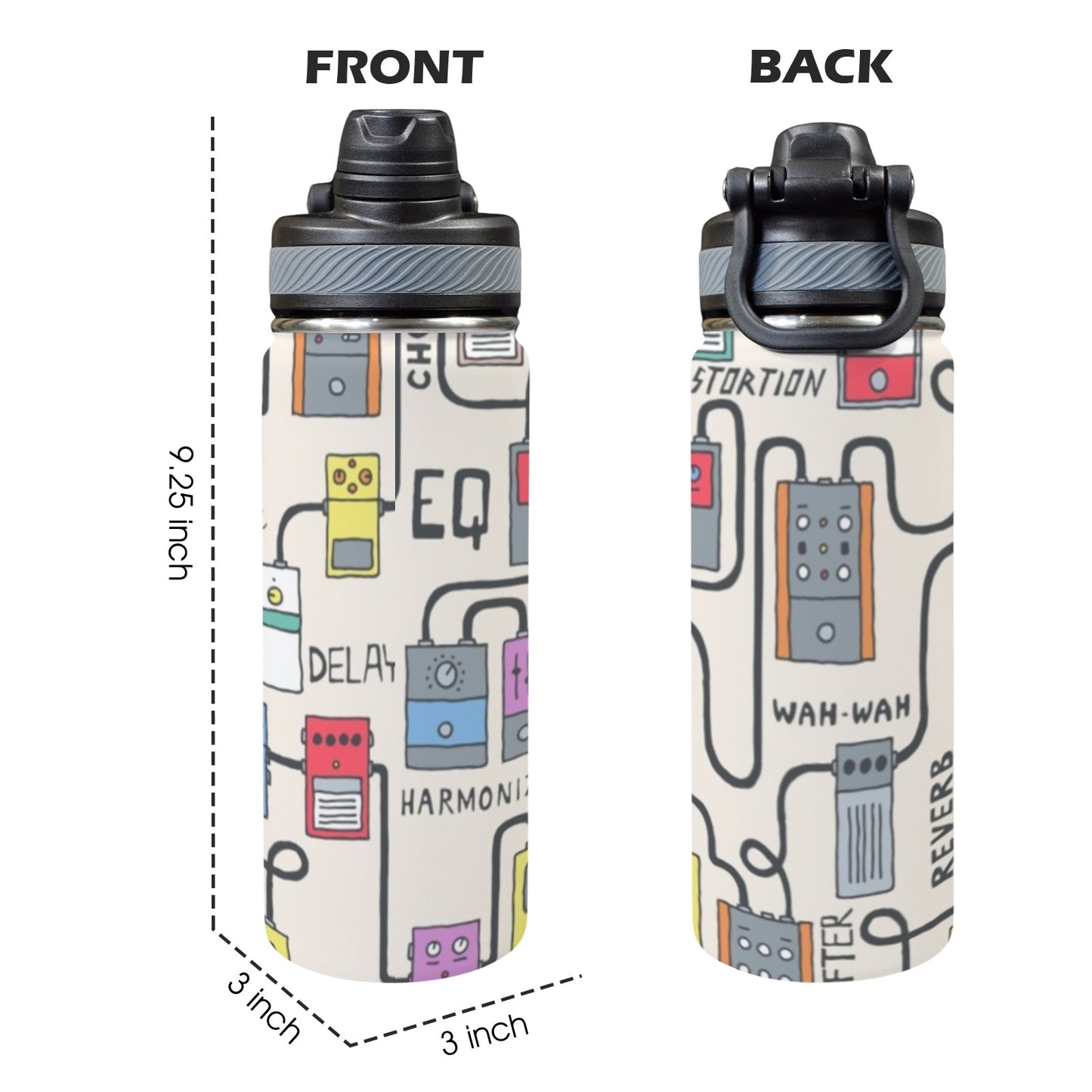 Guitar Pedals - Insulated Water Bottle with Dual-Use Lid (18oz) Insulated Water Bottle with Dual-Use Lid (18oz) Printed Offshore