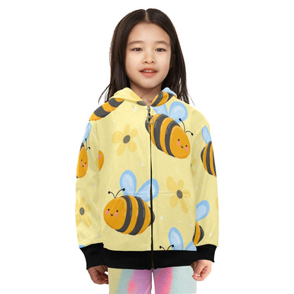 Bright Bees - Junior Girls Zip Up Hoodie