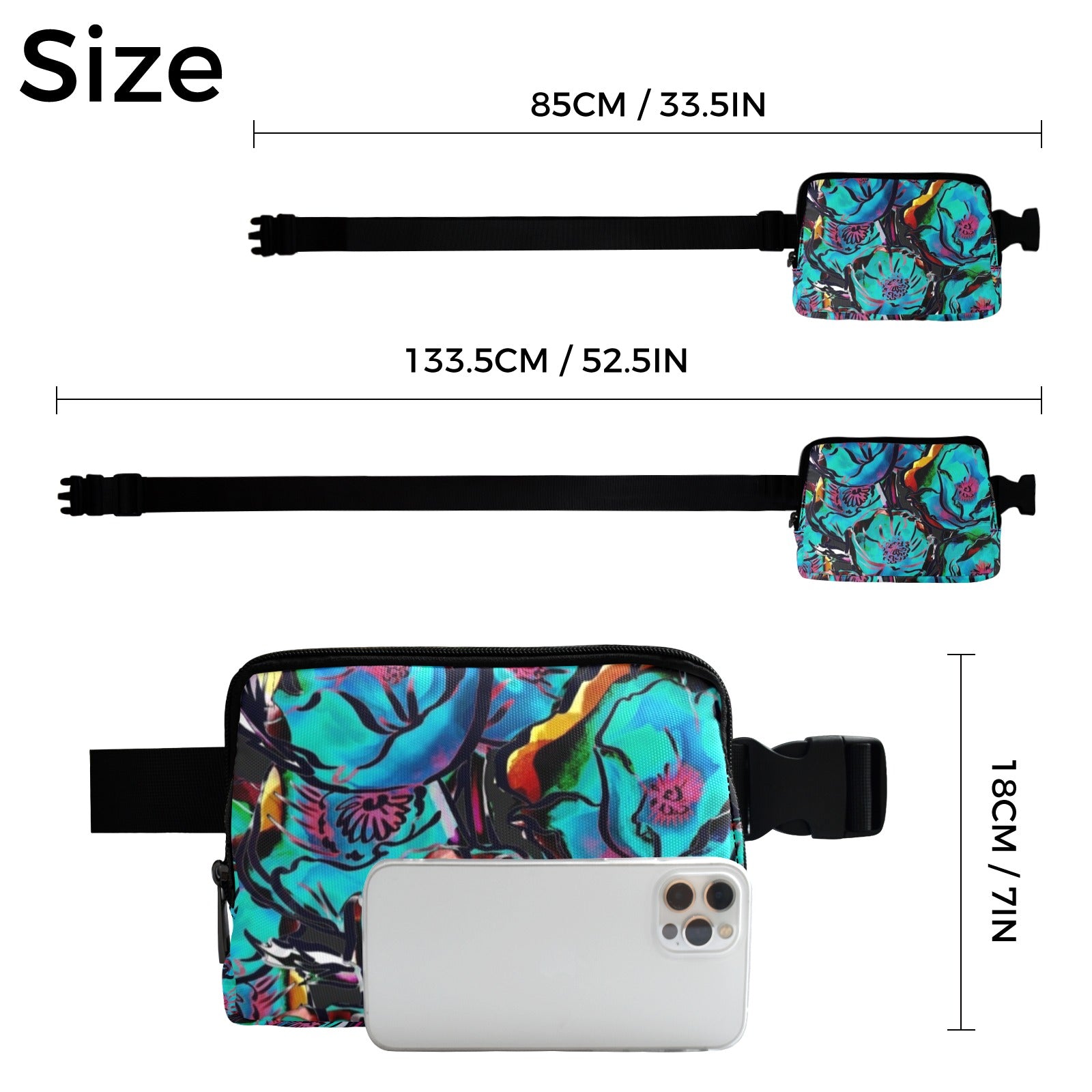 Flower It Blue - Belt Bag Belt Bag Plants Printed Offshore