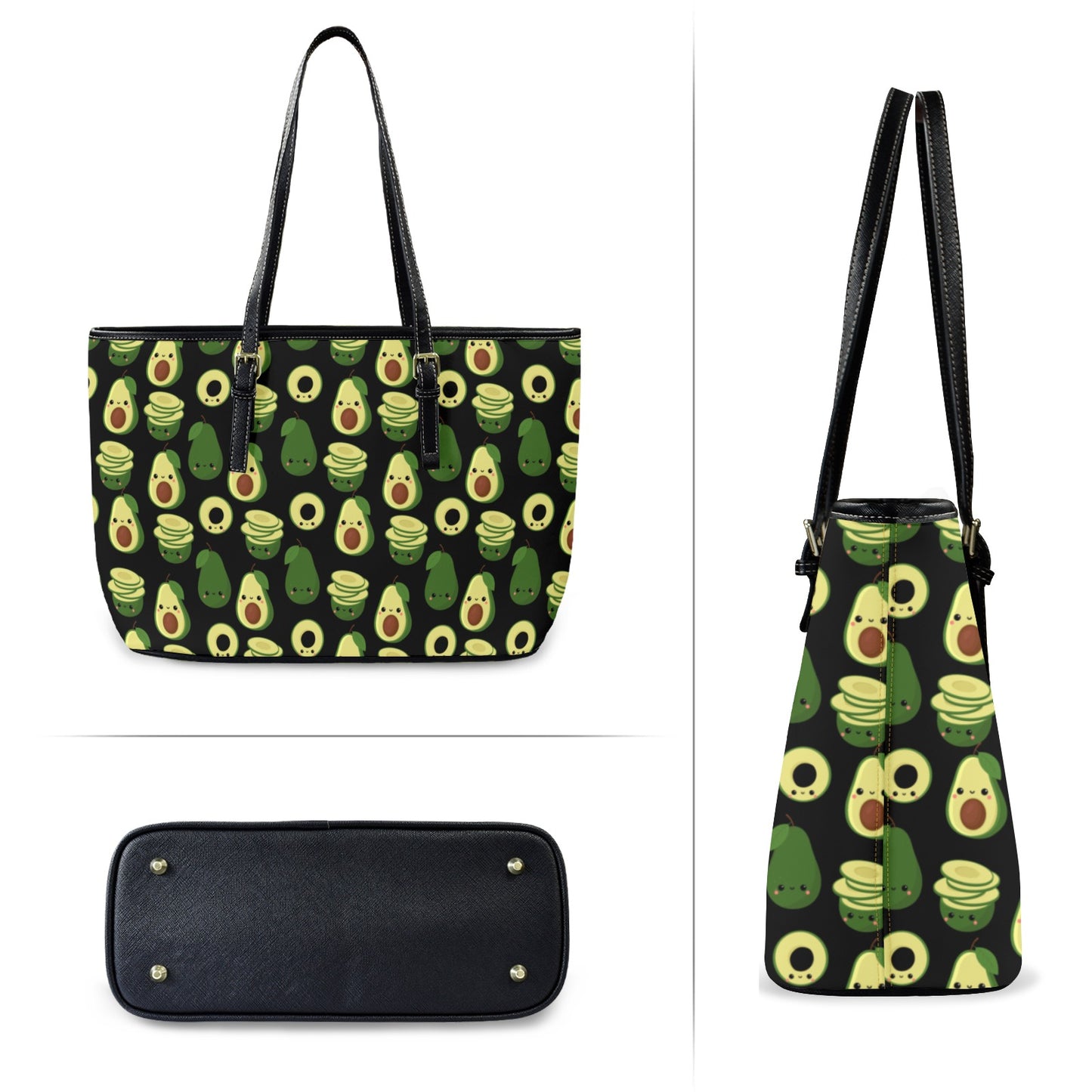 Cute Avocados - Leather Tote Bag-Large