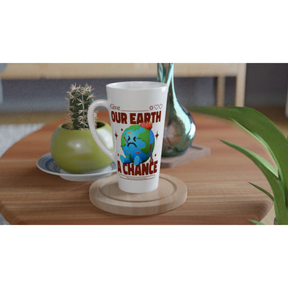 Give Our Earth A Chance - White Latte 17oz Ceramic Mug Latte Mug Environment