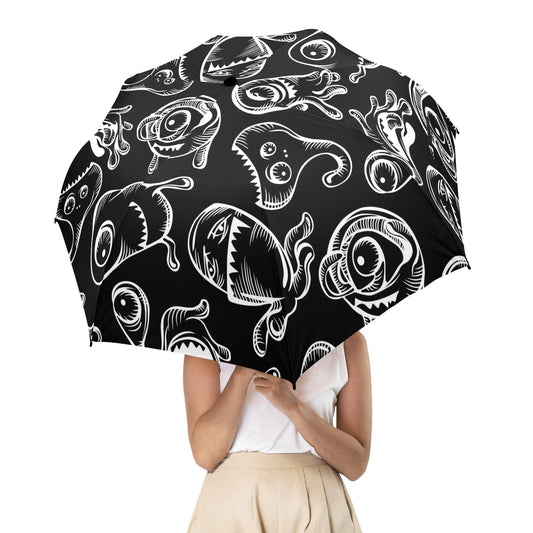 Monsters In Black And White - Semi-Automatic Foldable Umbrella