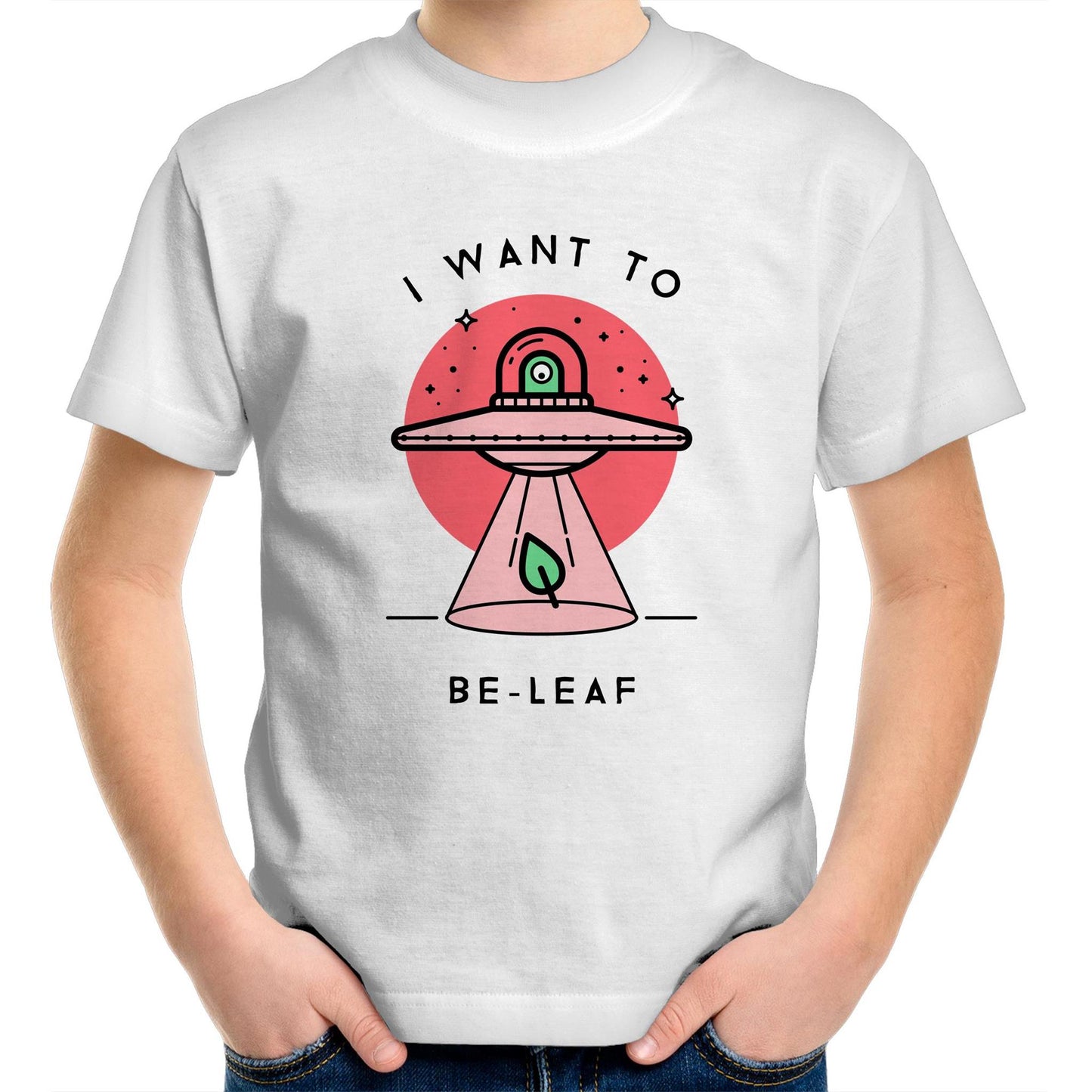 I Want To Be-Leaf, UFO - Kids Youth T-Shirt White Kids Youth T-shirt Sci Fi